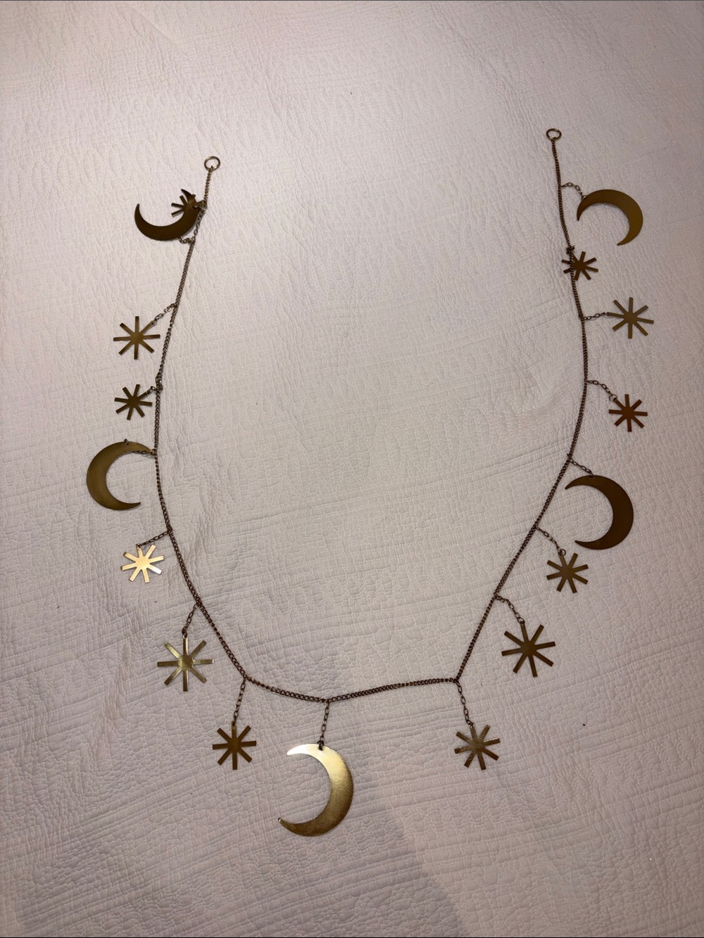 Celestial Crescent Moon & Star Tapestry Wall Hanging - Gold
